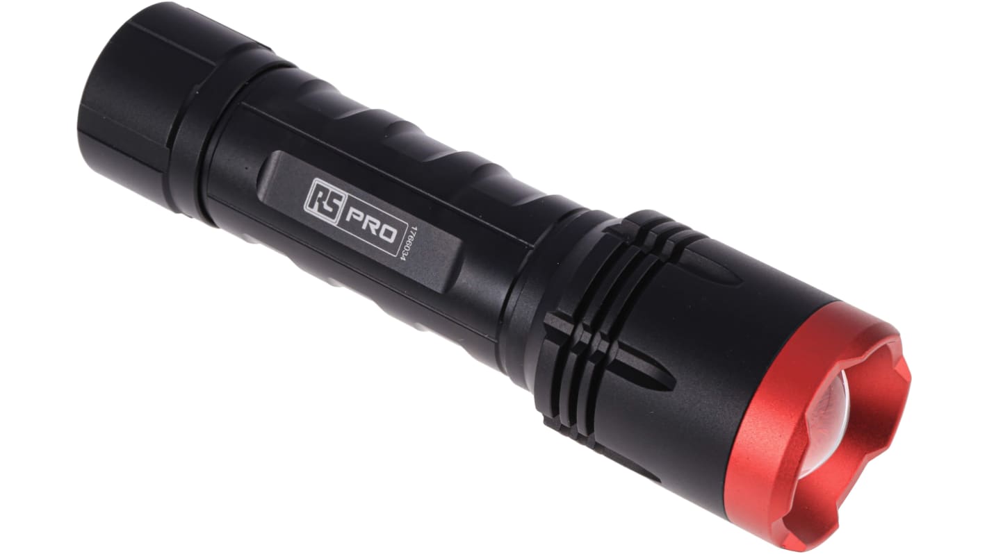 RS PRO 手电筒, 1400 lm, LED, 6 x AA电池, 黑色, IP67, RSPRO-F8