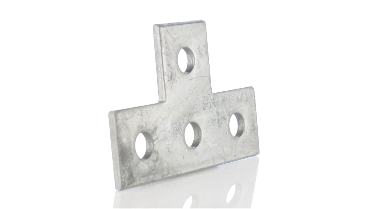 Hot Dipped Galvanised T Shape Bracket 4 Hole, 14mm Holes, 80 x 120 x 5mm