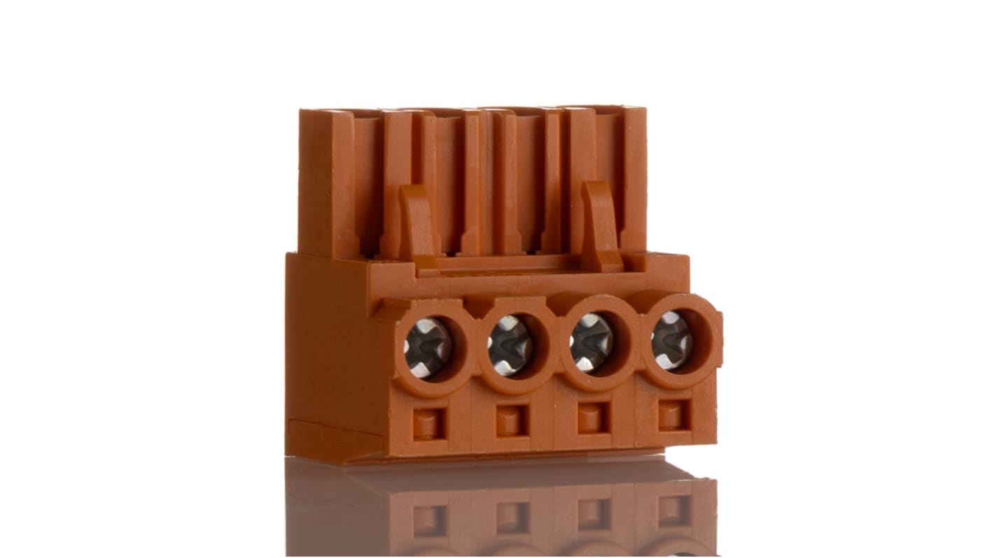 Weidmuller, 5.08mm Pitch, BL, 4 Way, Right Angle, Pluggable Terminal Block, Plug, Through Hole, Screw Termination,