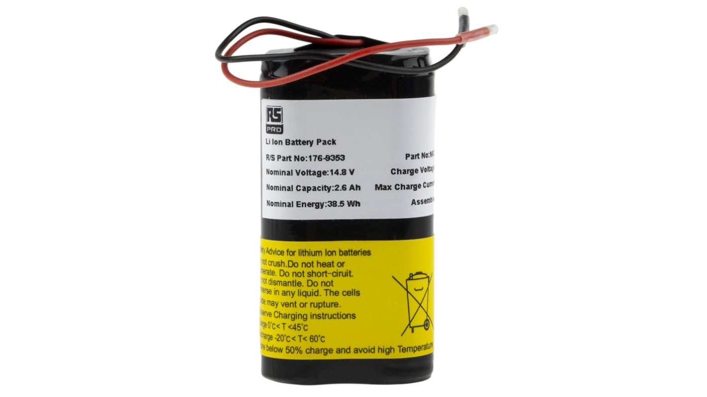 RS PRO 14.4V Lithium-Ion Rechargeable Battery Pack, 2.6Ah - Pack of 1