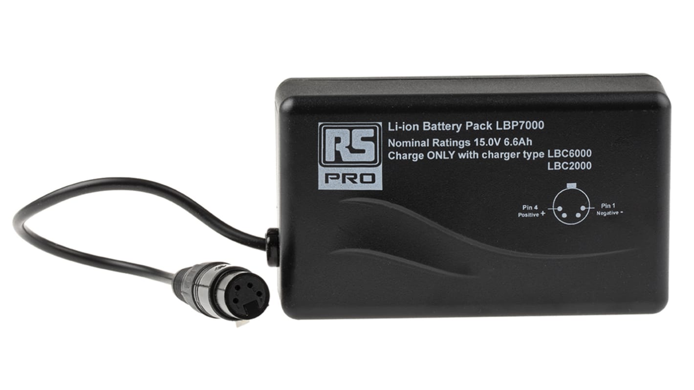 RS PRO 15V Lithium-Ion Rechargeable Battery Pack, 6.6Ah - Pack of 1
