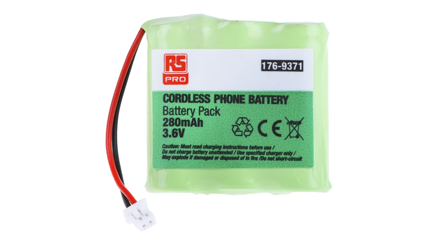 Pacco batterie ricaricabile RS PRO, 3 celle, 3.6V, 280mAh, NiMH