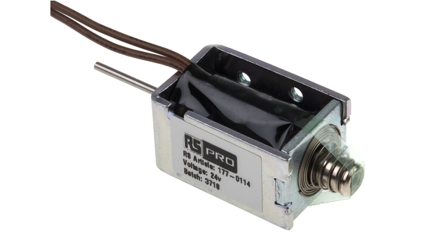 RS PRO Linear Solenoid, 24 V dc, 29.35 x 15.9 x 19.1 mm