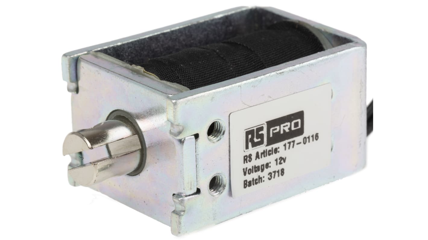 RS PRO Linear Solenoid, 12 V dc, 37 x 20.3 x 26 mm