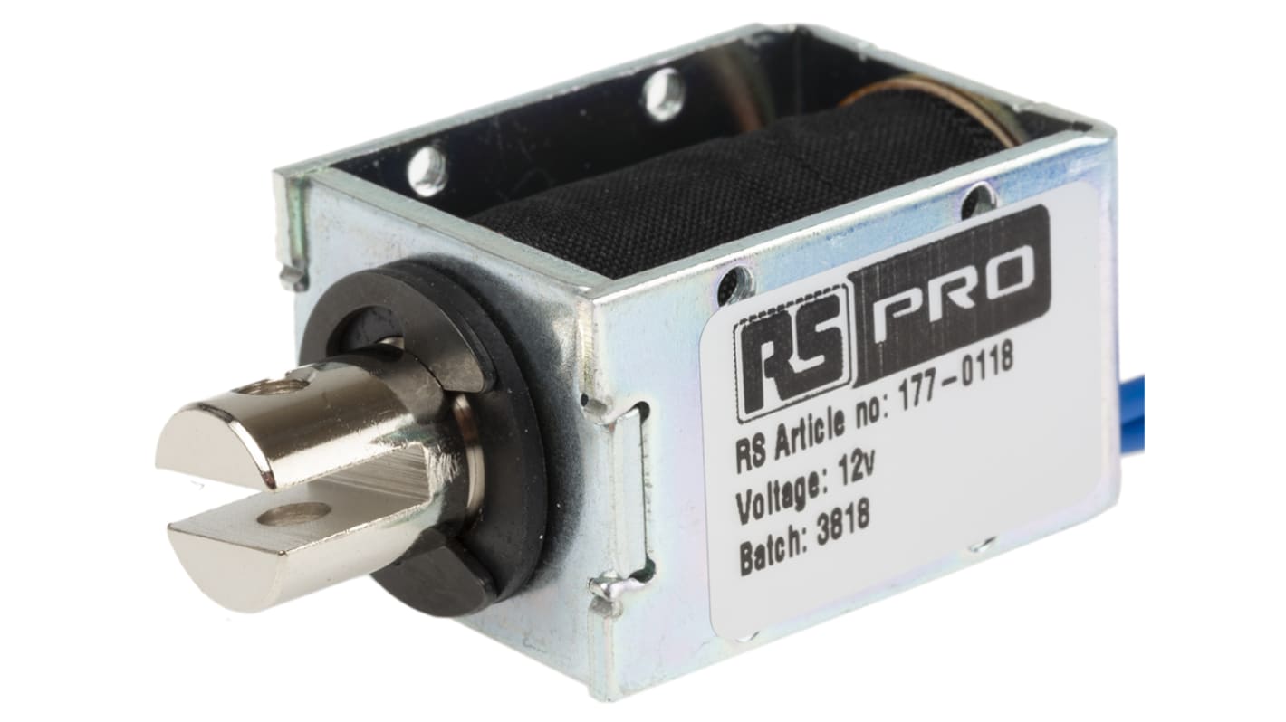 RS PRO Linear Solenoid, 12 V dc, 40 x 24 x 29 mm