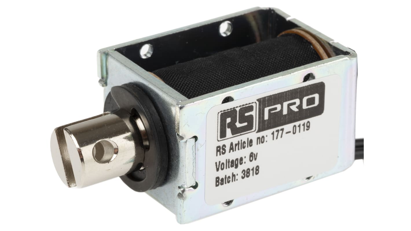 RS PRO Linear Solenoid, 6 V dc, 40 x 24 x 29 mm