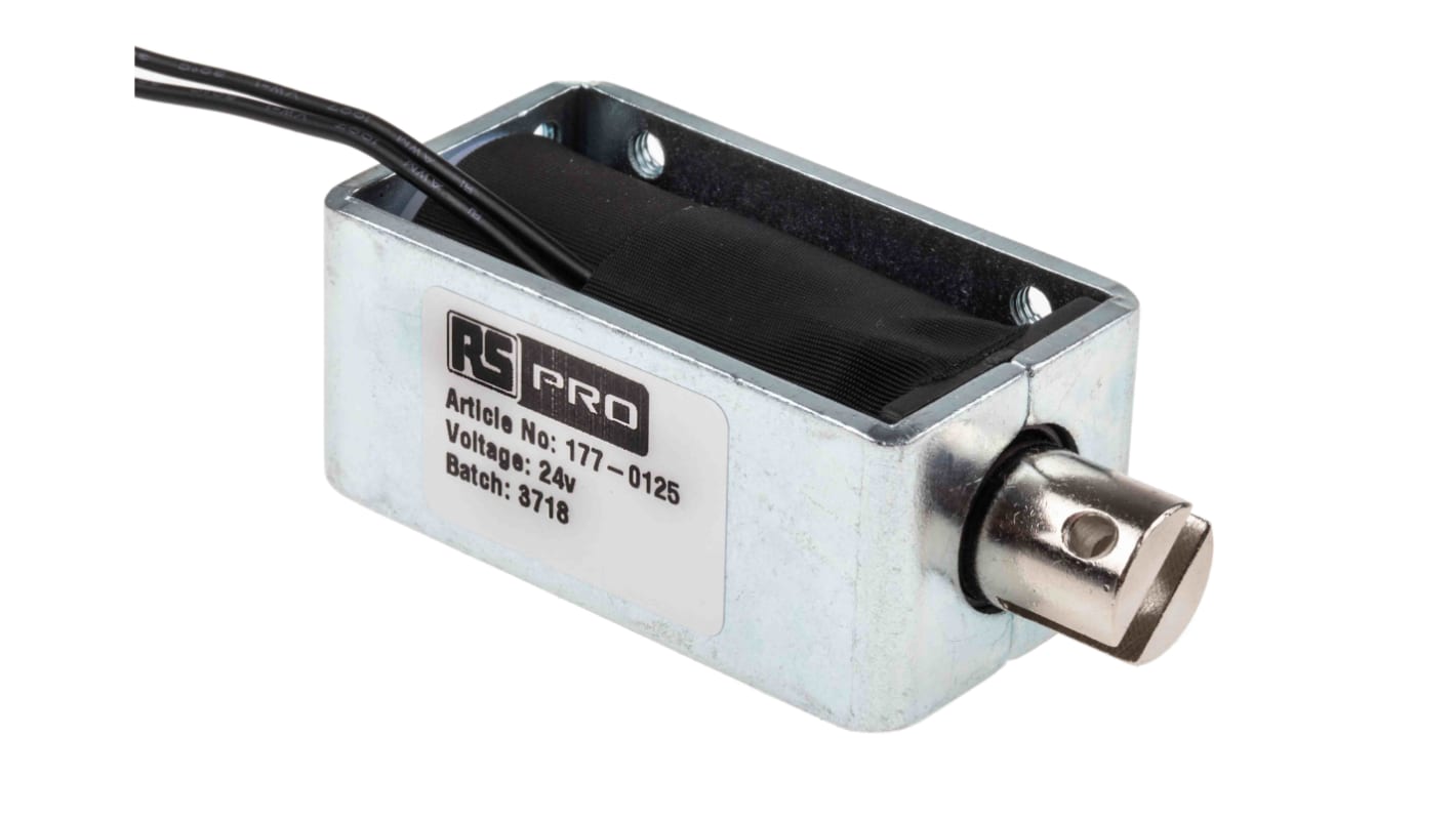 RS PRO 直线电磁铁, 拉力作用, 24V 直流电源, 58 x 25.4 x 31.8 mm