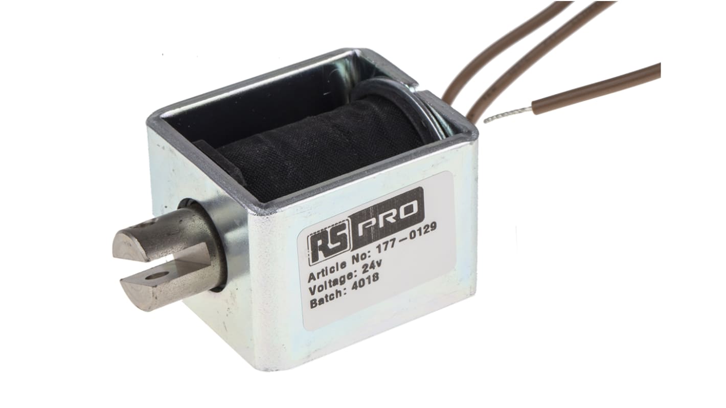 RS PRO Linear Solenoid, 24 V dc, 44 x 32 x 38 mm