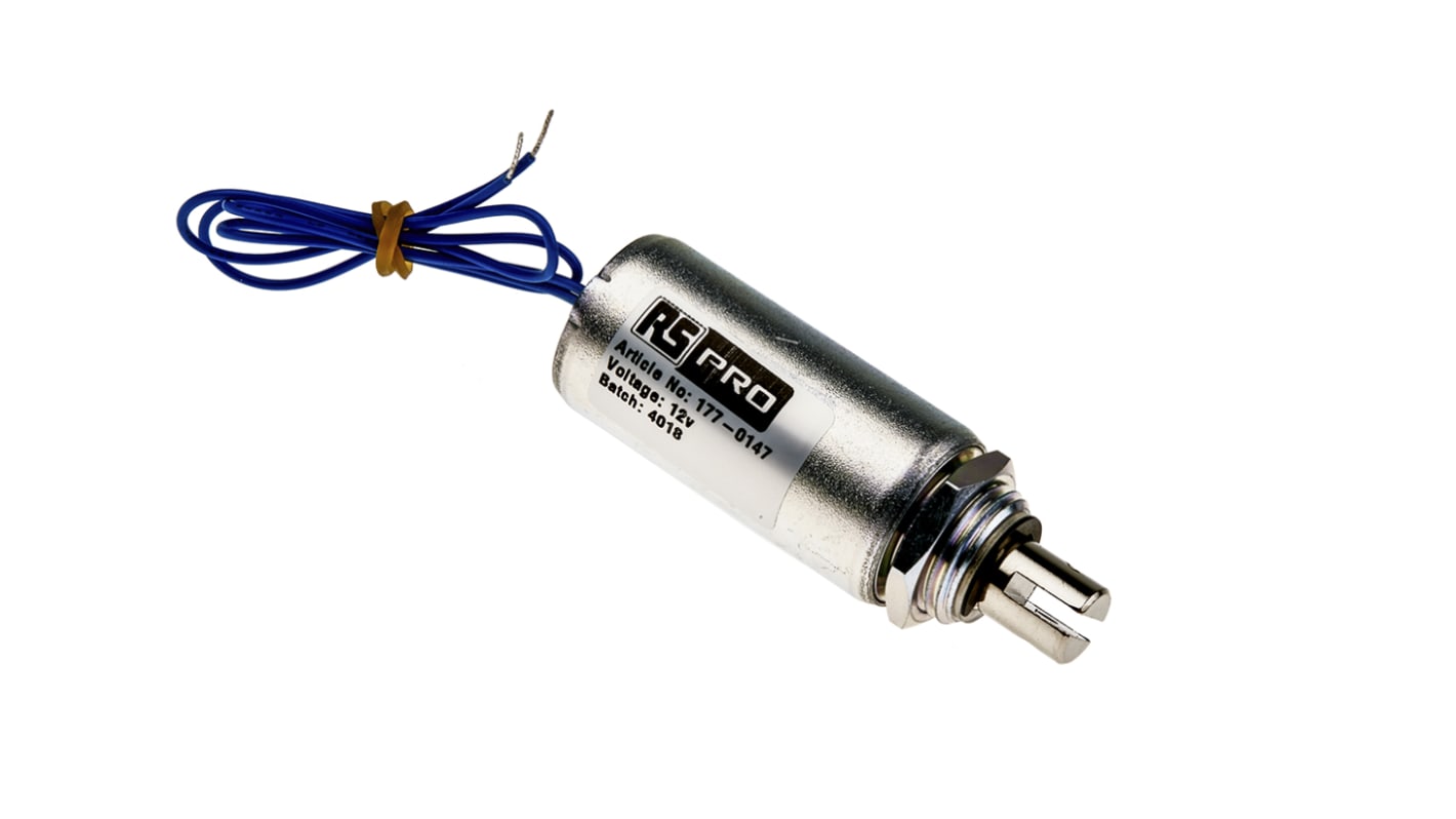 Solenoide lineal de tirar RS PRO, 12 V dc