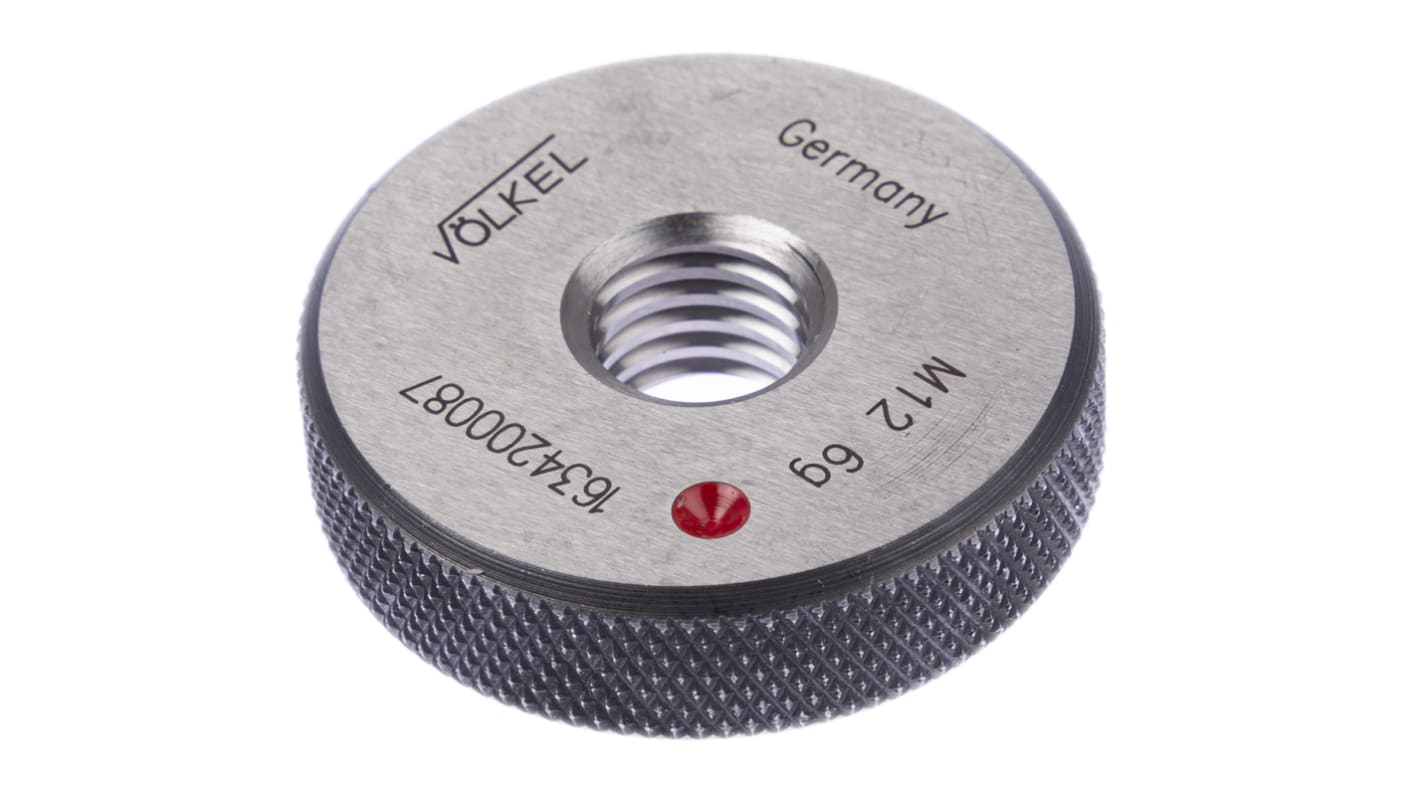 Volkel M12 x 1.75 Ring Thread Gauge Ring Gauge, 1.75mm Pitch Diameter
