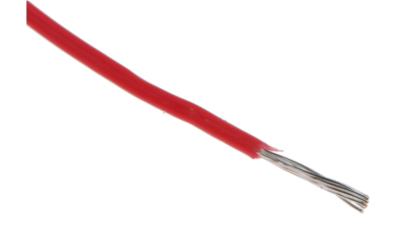 Alpha Wire Hook-up Wire TEFLON Series Red 0.35 mm² Hook Up Wire, 22 AWG, 7/0.25 mm, 30m, PTFE Insulation