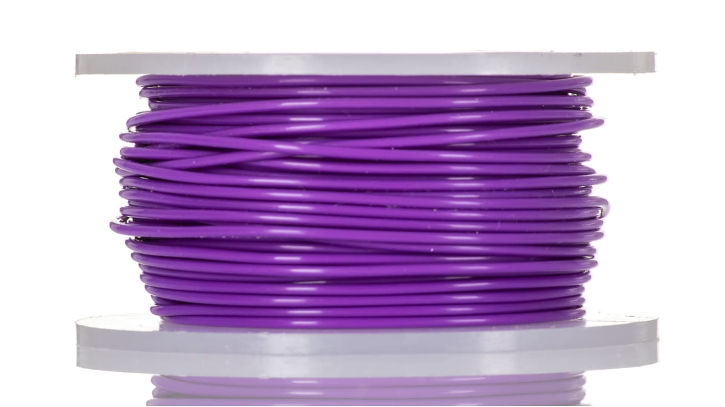 Alpha Wire Hook-up Wire TEFLON Series Purple 0.35 mm² PTFE Equipment Wire, 22 AWG, 7/0.25 mm, 30m, PTFE Insulation,