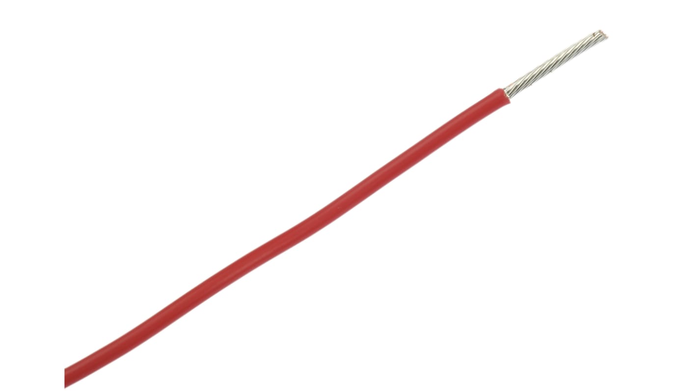 Alpha Wire 红色电线, 0.96 mm², 30m长, 18 AWG, 600 V, 最高+200°C, PTFE绝缘, Hook-up Wire TEFLON系列