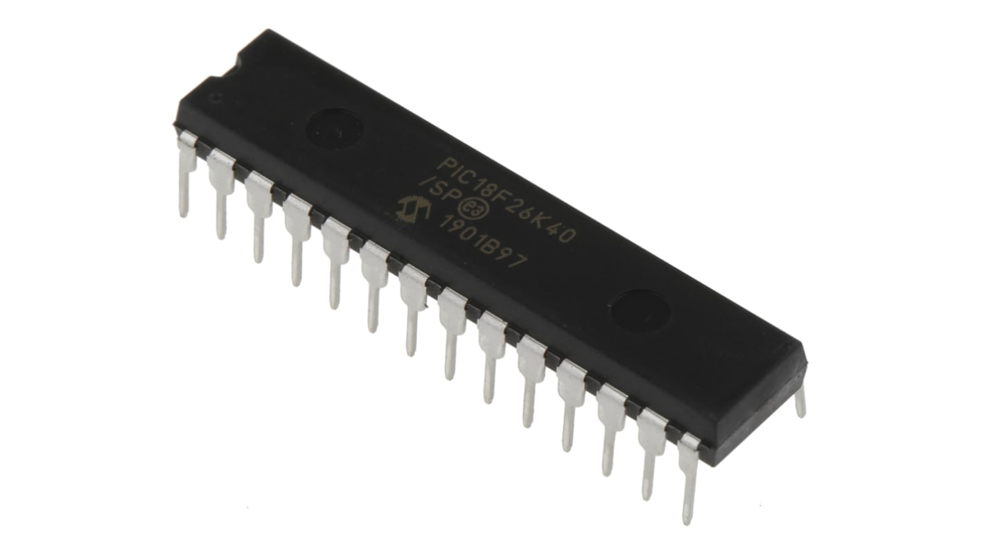 Microchip PIC18F26K40-I/SP, 8bit PIC Microcontroller, PIC18F, 64MHz, 64 kB Flash, 28-Pin SPDIP