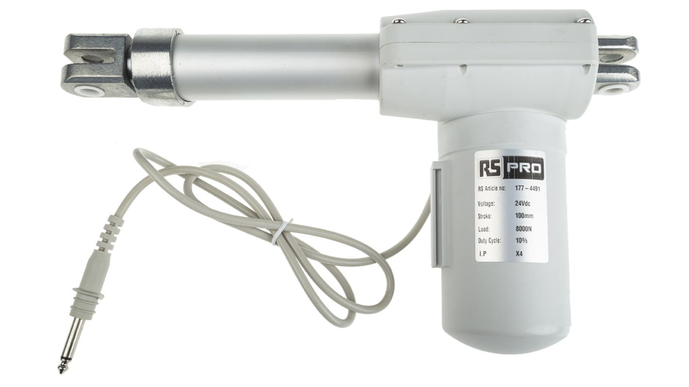 RS PRO Micro Linear Actuator, 100mm, 24V dc, 6000N, 8.1mm/s