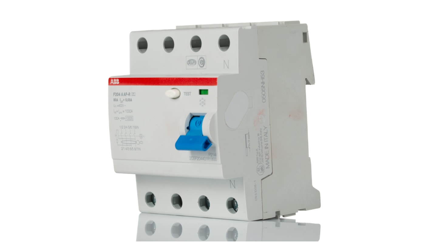 RCCB 4pólový Typ A 80A 30mA ABB AP-R 277 V ac, 480 V ac