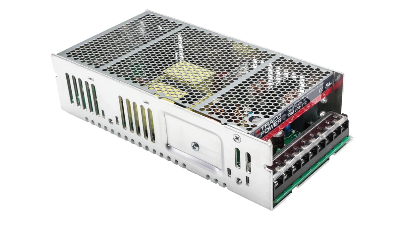 TRACOPOWER Switching Power Supply, TXM 200-112, 12V dc, 16.7A, 200W, 1 Output, 120 → 370 V dc, 90 → 264 V