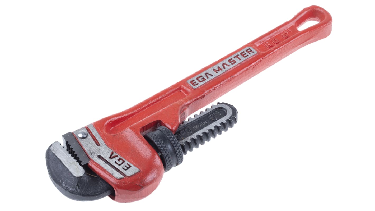 Ega-Master Pipe Wrench, 203.2 mm Overall, 25.4mm Jaw Capacity, Metal Handle