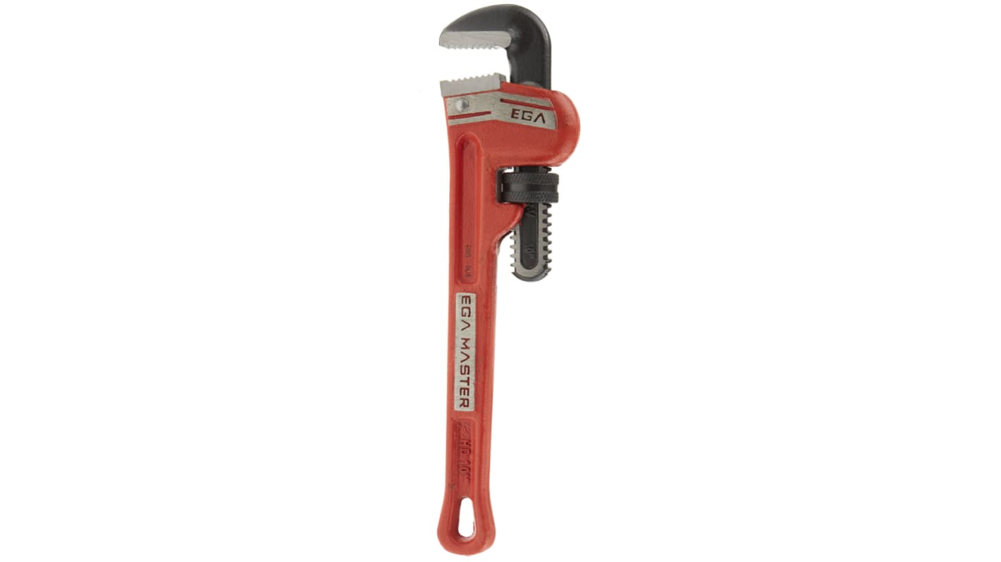 Ega-Master Pipe Wrench, 254.0 mm Overall, 25.4mm Jaw Capacity, Metal Handle