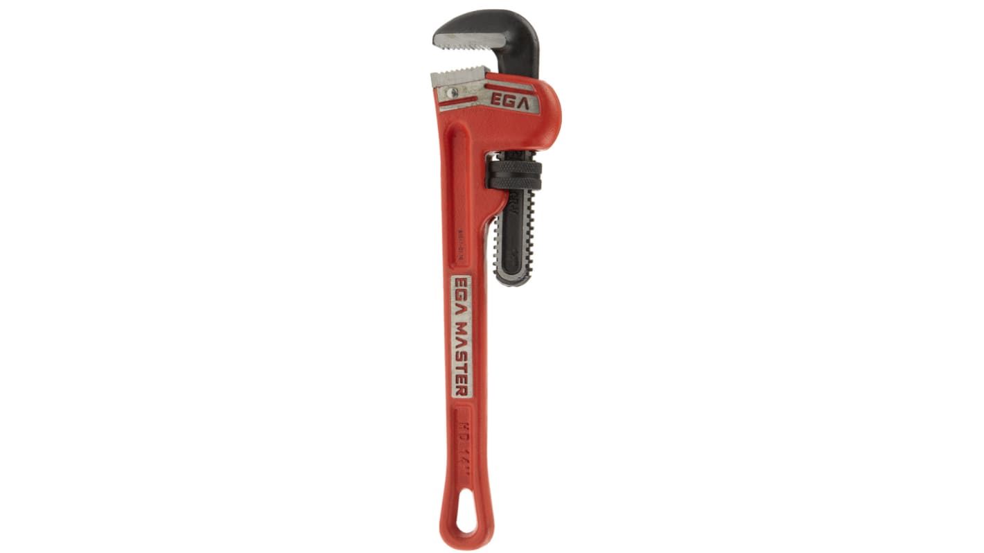 Ega-Master Pipe Wrench, 355.6 mm Overall, 50.8mm Jaw Capacity, Metal Handle