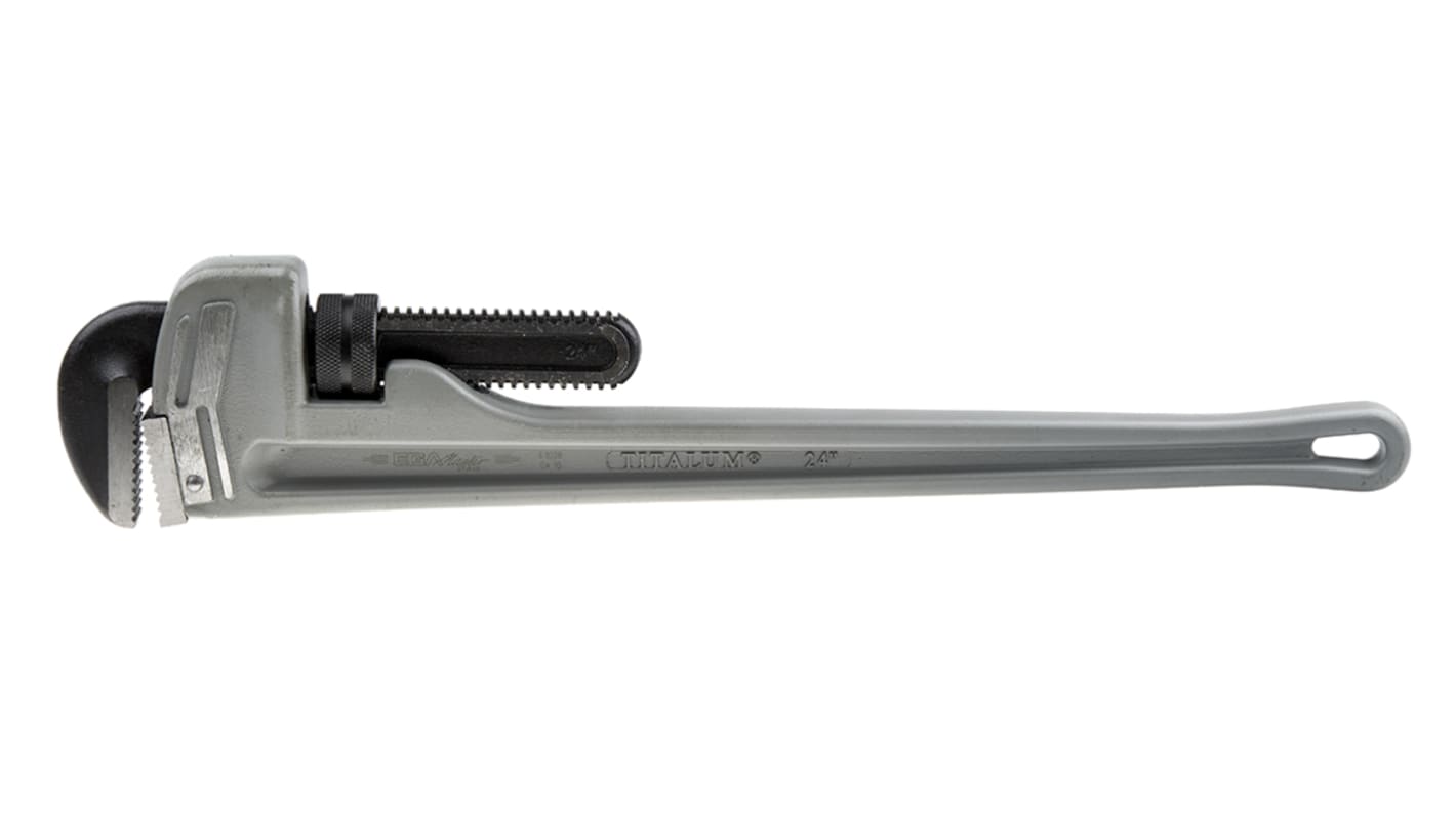 Ega-Master Pipe Wrench, 609.6 mm Overall, 76.2mm Jaw Capacity, Metal Handle