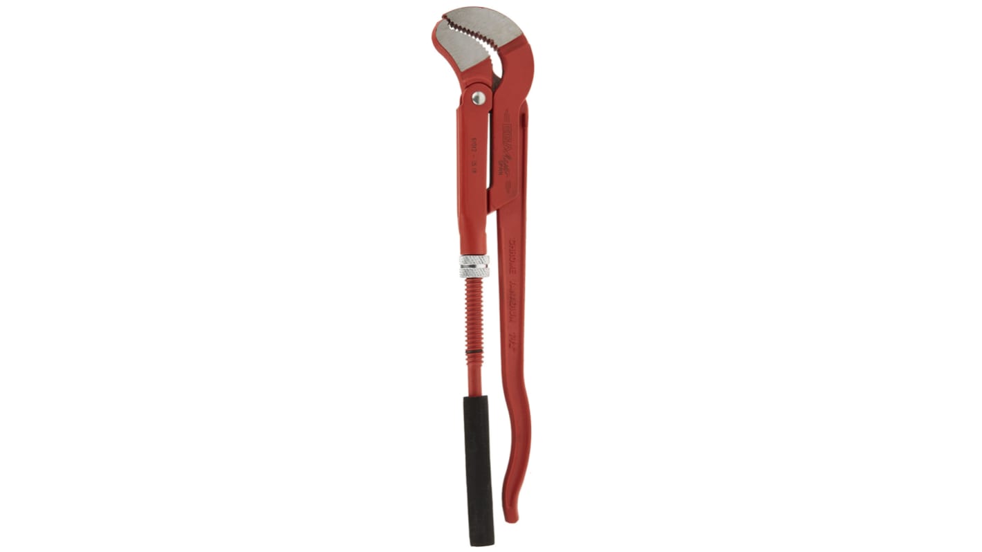 Ega-Master Pipe Wrench, 425.0 mm Overall, 25.4mm Jaw Capacity, Metal Handle