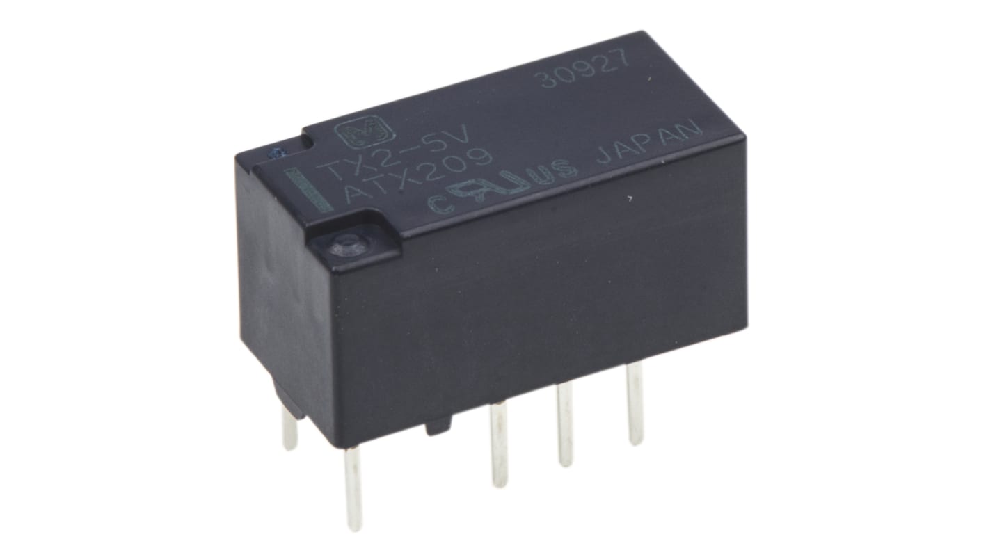 Panasonic PCB Mount Signal Relay, 5V dc Coil, 2A Switching Current, DPDT