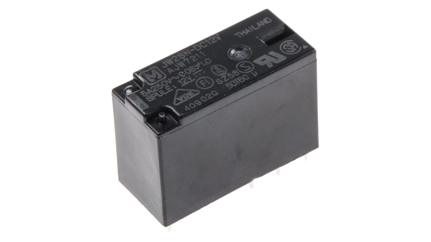 Panasonic PCB Mount Power Relay, 12V dc Coil, 5A Switching Current, DPDT