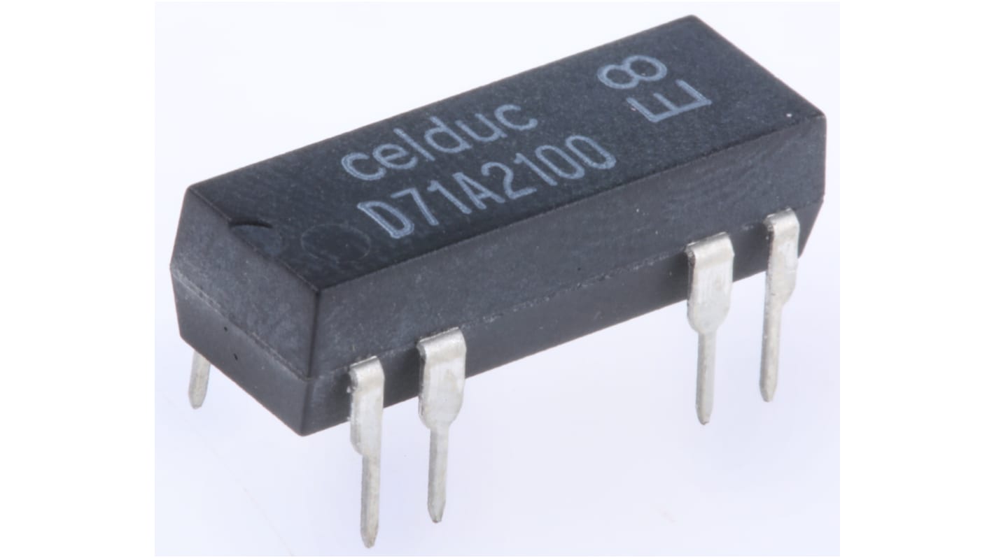 Celduc PCB Mount Reed Relay, 5V dc Coil, SPST, 100V dc Max, 380Ω