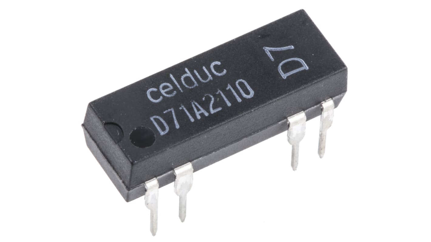 Celduc PCB Mount Reed Relay, 5V dc Coil, SPST, 100V dc Max, 380Ω