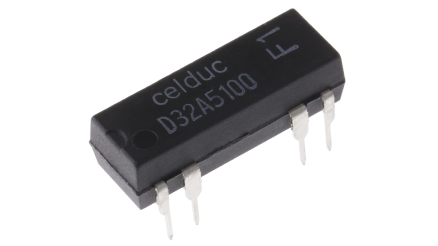 Celduc Plug In Reed Relay, 12V dc Coil, DPST, 100V dc Max, 500Ω