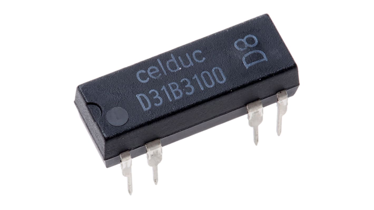 Celduc Plug In Reed Relay, 5V dc Coil, SP-NC, 100V dc Max, 500Ω