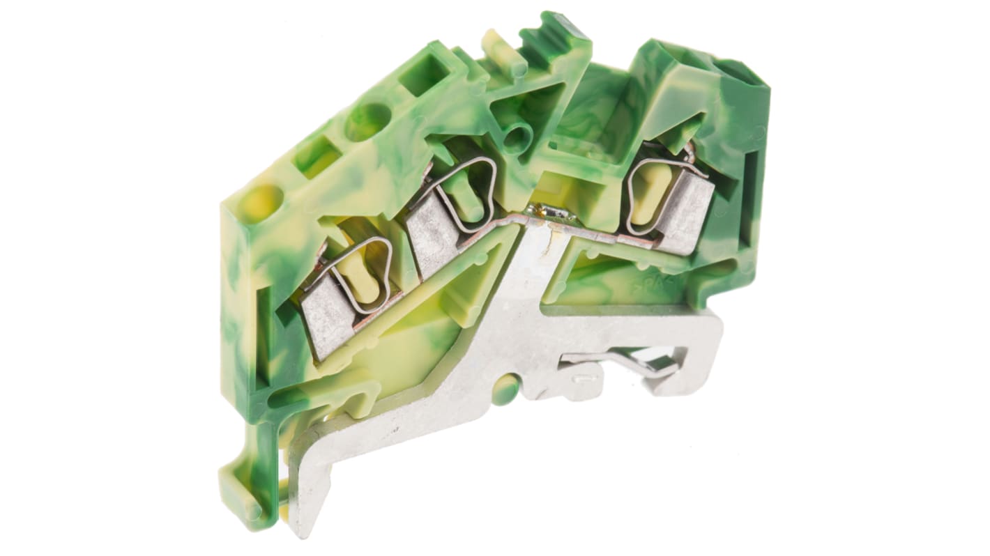 WAGO 280-637 280 Series Green/Yellow, 2.5mm², Single-Level, Cage Clamp Termination