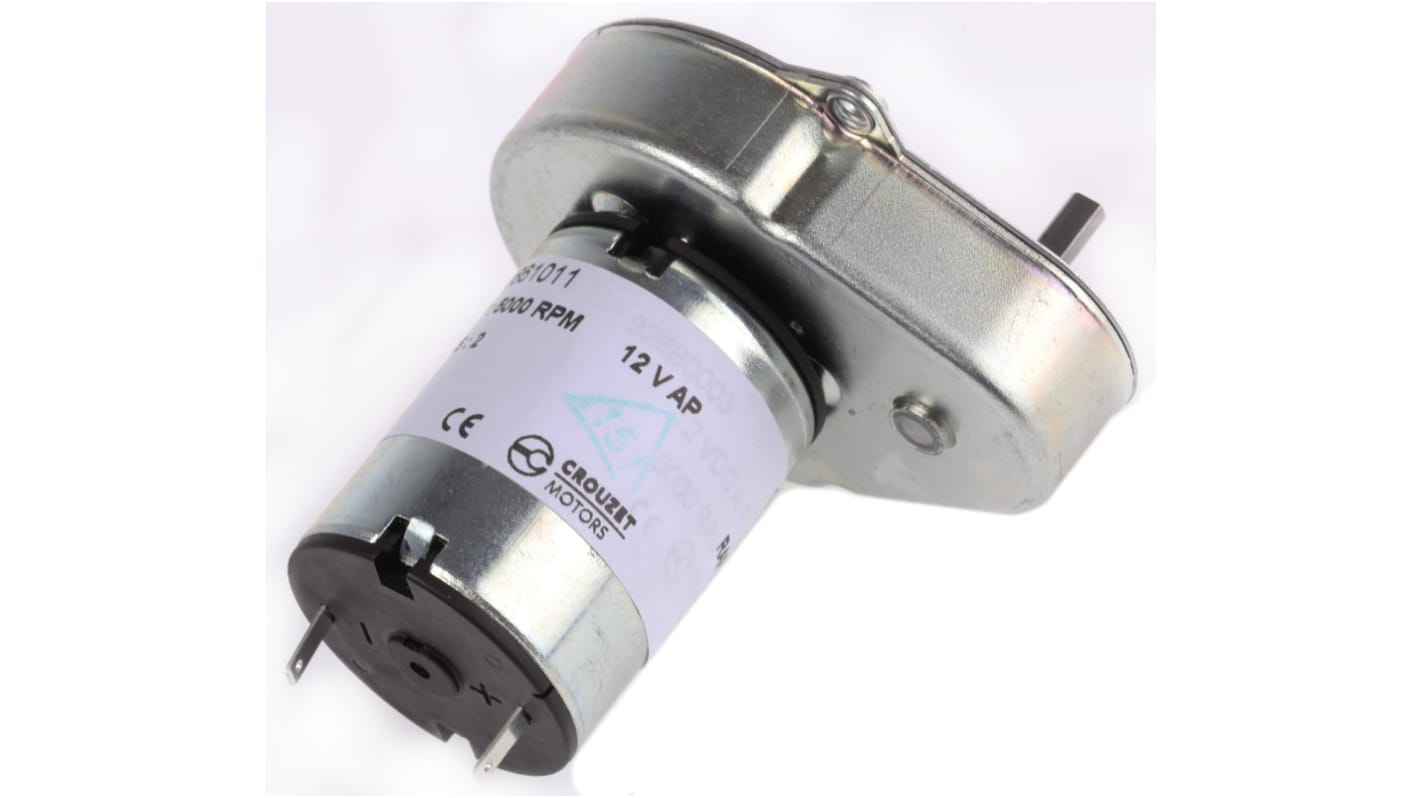 Crouzet Brushed Geared DC Geared Motor, 3 W, 12 V dc, 50 Ncm, 22 rpm, 4mm Shaft Diameter