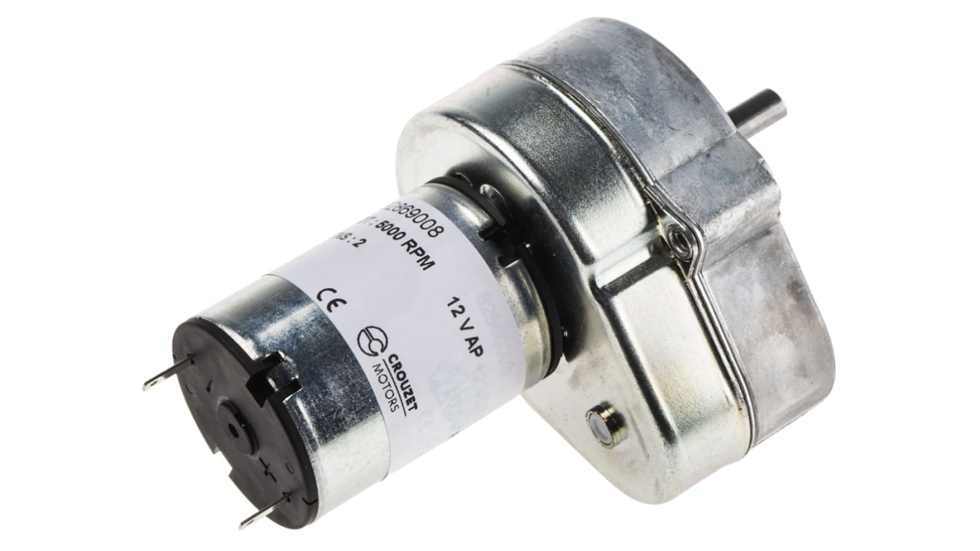 Crouzet Brushed Geared DC Geared Motor, 3 W, 12 V dc, 2 Nm, 13 rpm, 6mm Shaft Diameter