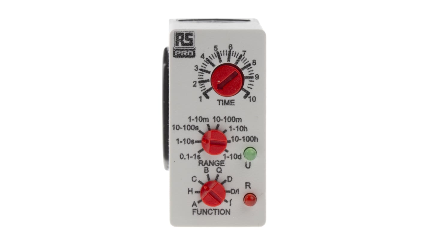 RS PRO Plug In Timer Relay, 12 → 240V ac/dc, 0.1 s → 100days, DPDT