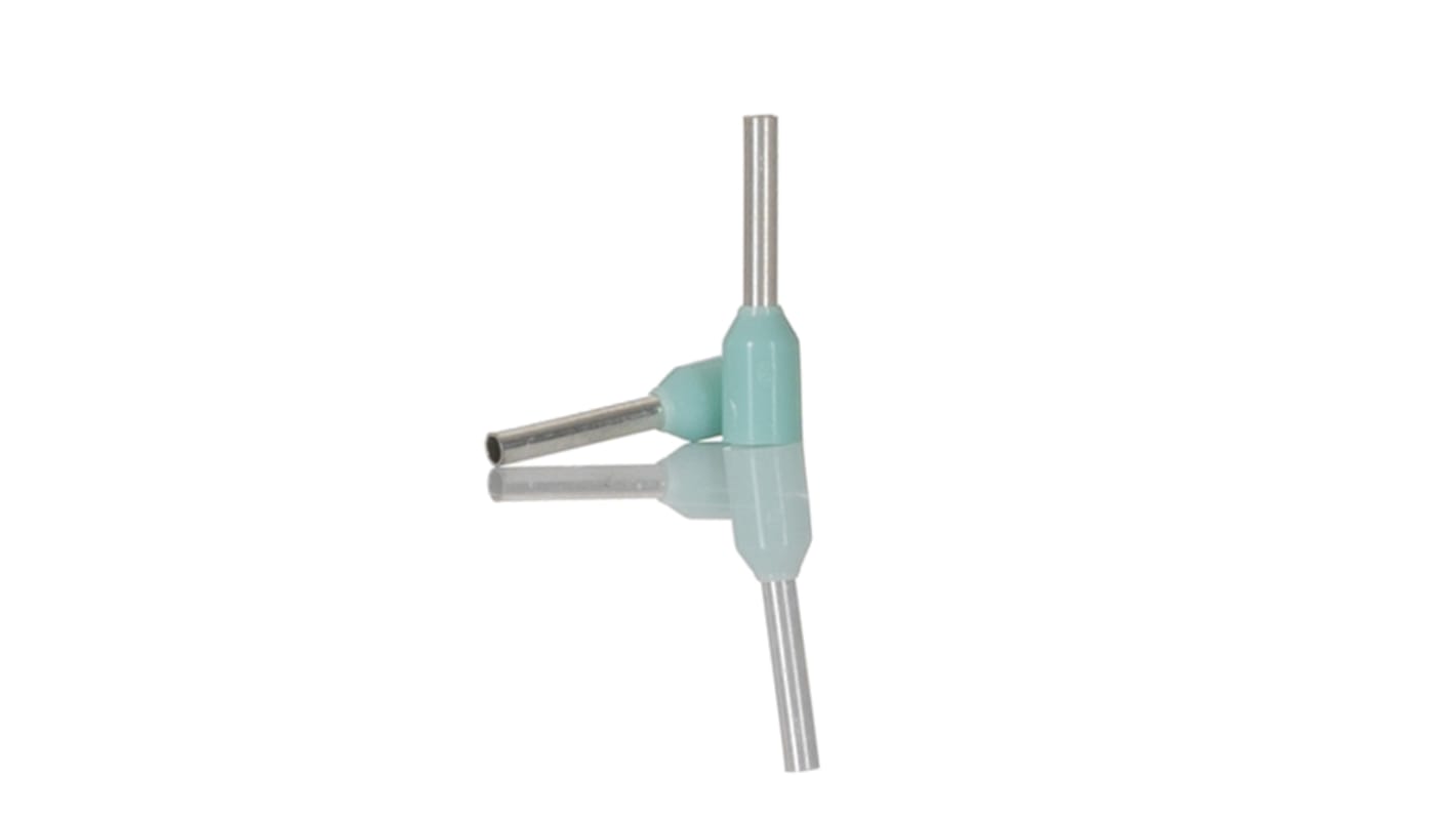 RS PRO Insulated Crimp Bootlace Ferrule, 6mm Pin Length, 0.8mm Pin Diameter, 0.34mm² Wire Size, Turquoise
