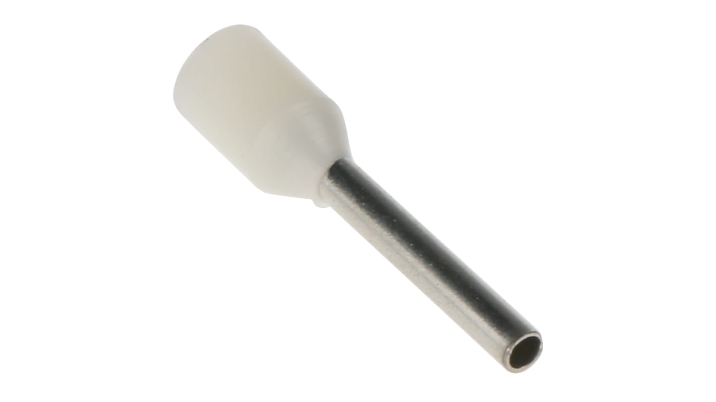 Puntera hueca de crimpado RS PRO, Aislado, Pin de 10mm, Blanco 18AWG 18mm² 18AWG 0.75mm²