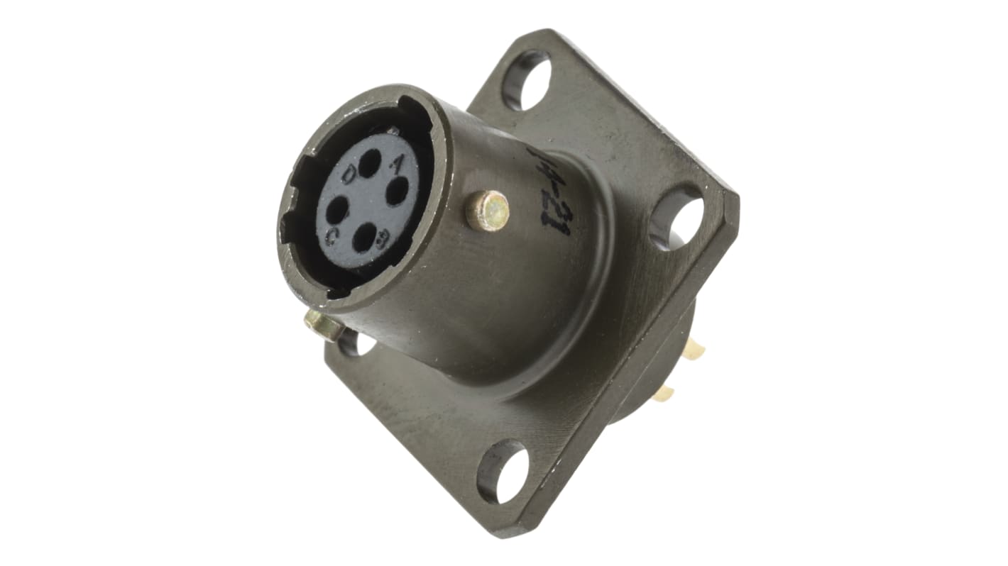 Amphenol Socapex, 451 4 Way Panel Mount MIL Spec Circular Connector Receptacle, Socket Contacts,Shell Size 8, Bayonet