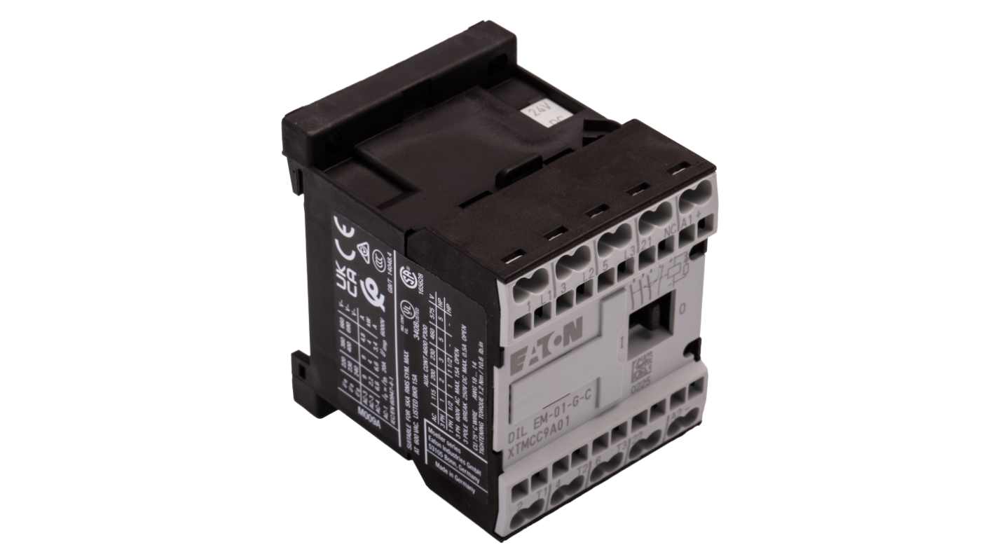 Eaton Contactor, 24 V dc Coil, 3-Pole, 9 A, 4 kW, 3NO, 400 V ac