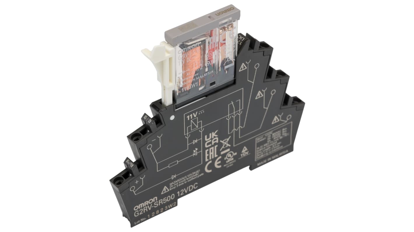 Omron DIN Rail Power Relay, 12V dc Coil, 6A Switching Current, SPDT