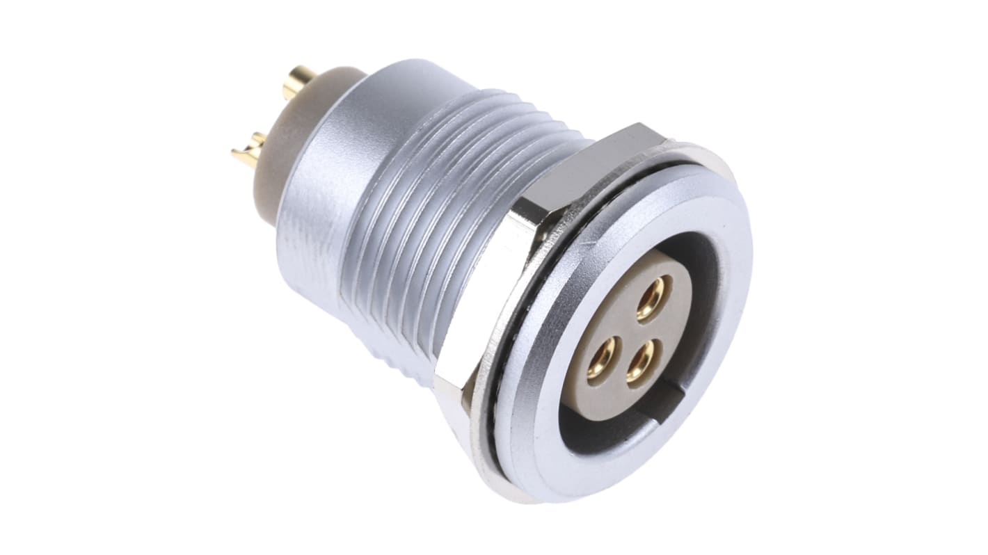 Lemo Circular Connector, 3 Contacts, Panel Mount, Socket, Female, IP50, 2B Series