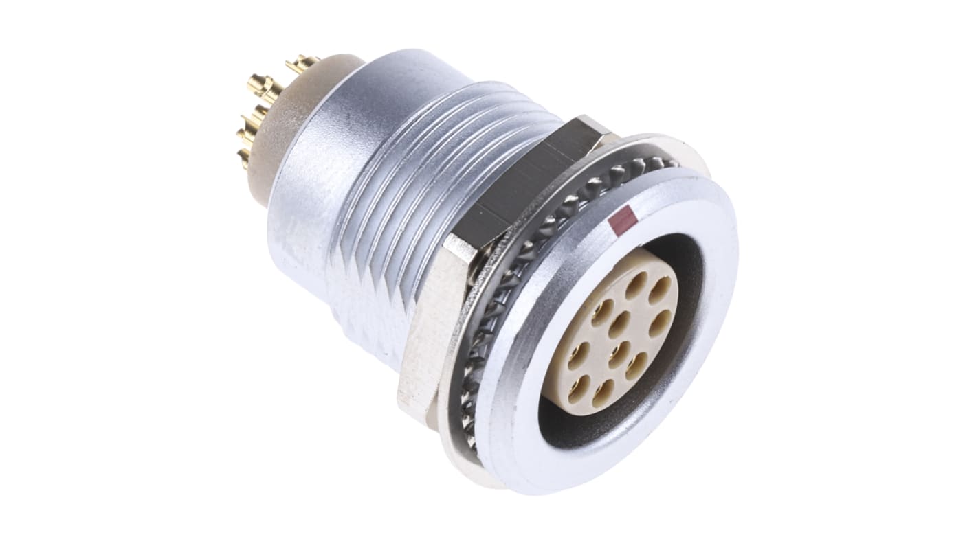 LEMO Circular Connector, 10 Contacts, Panel Mount, Socket, Female, IP50, 2B Series