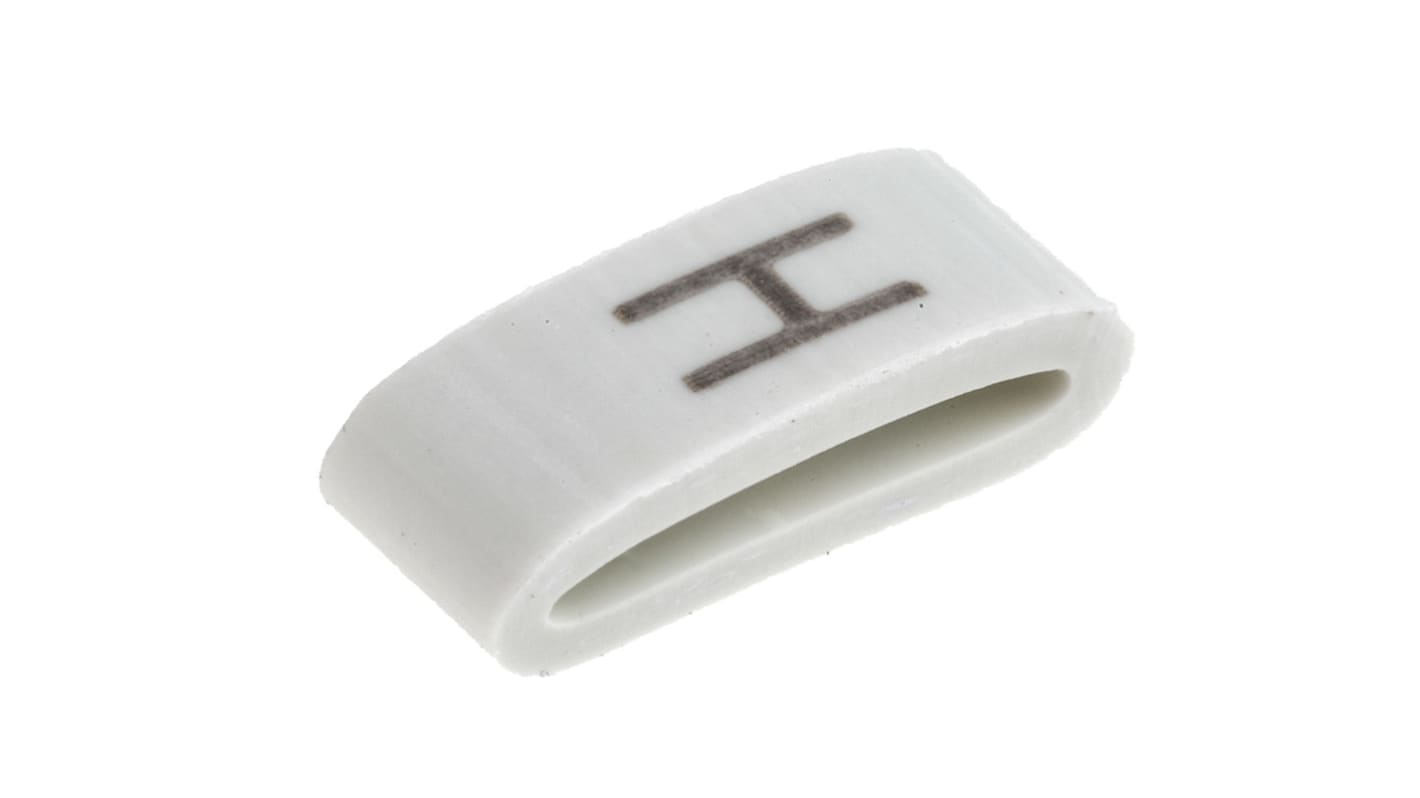 HellermannTyton HODS85 Slide On Cable Markers, Black on White, Pre-printed "H", 1.8 → 6.3mm Cable