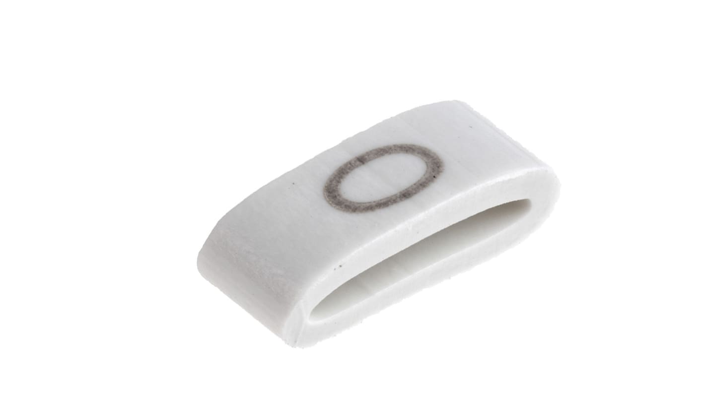 HellermannTyton HODS85 Slide On Cable Markers, Black on White, Pre-printed "O", 1.8 → 6.3mm Cable, 531-07875