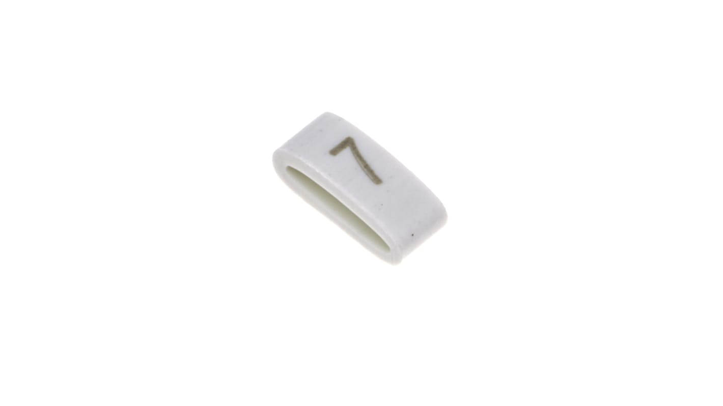 HellermannTyton HODS85 Slide On Cable Markers, Black on White, Pre-printed "7", 1.8 → 6.3mm Cable