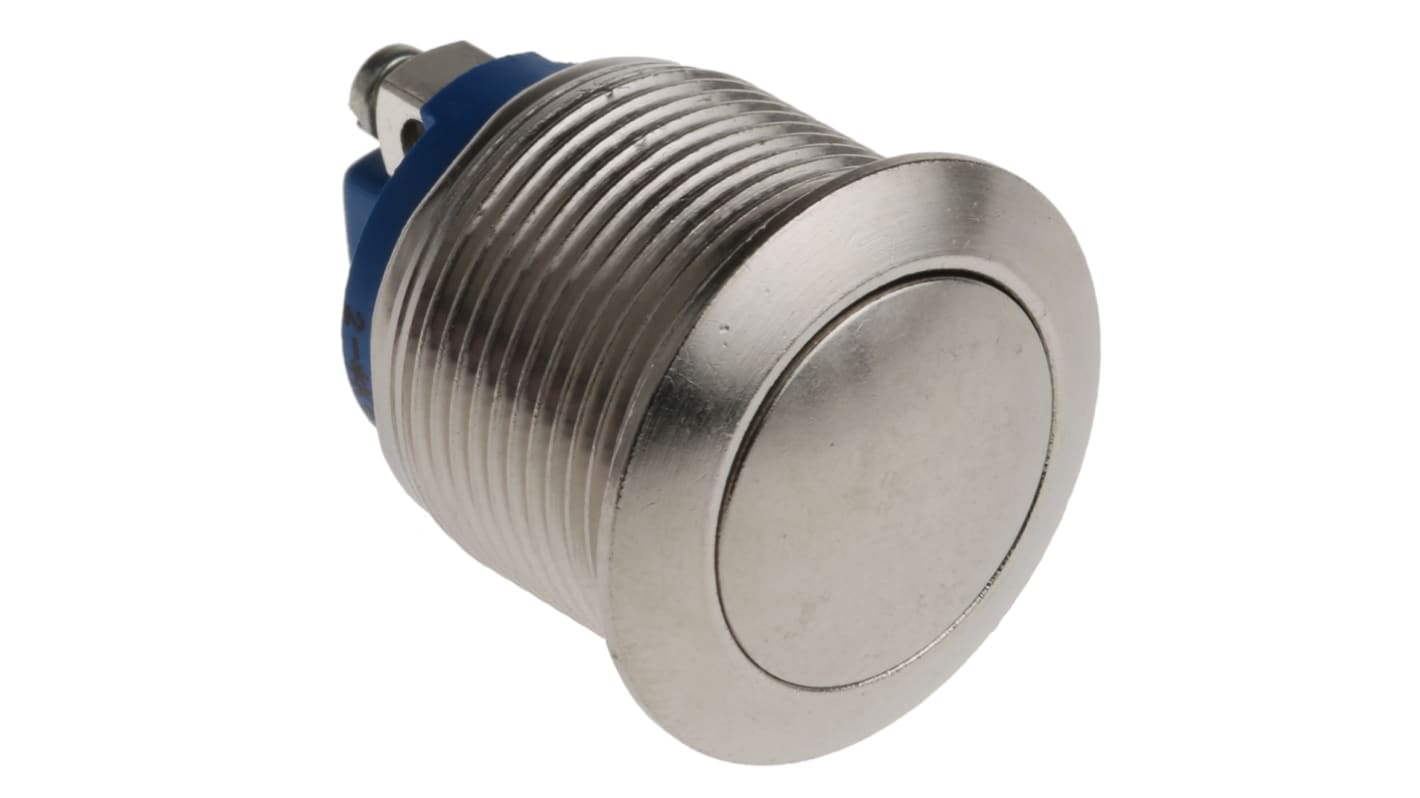 APEM Push Button Switch, Momentary, Panel Mount, 19.2mm Cutout, SPST, 24/48V dc
