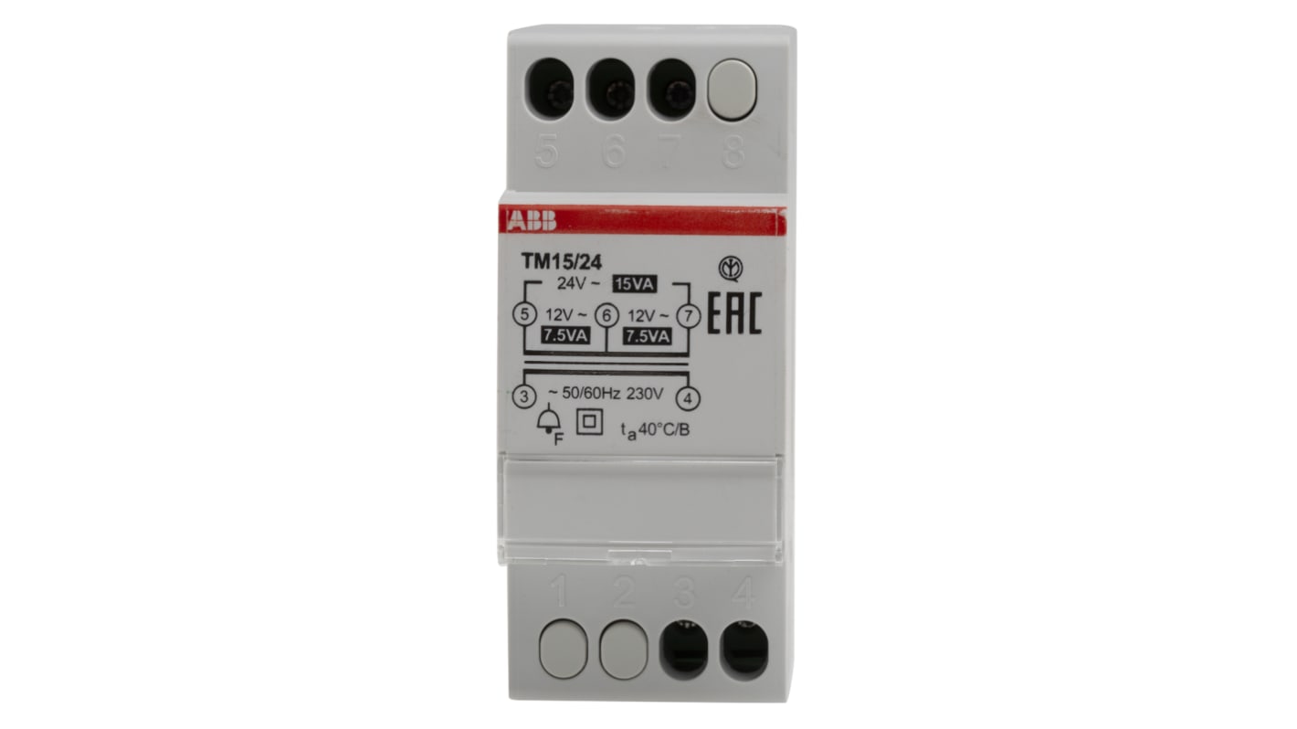 ABB 15W DIN Rail Transformer, 230V Primary, 24V Secondary