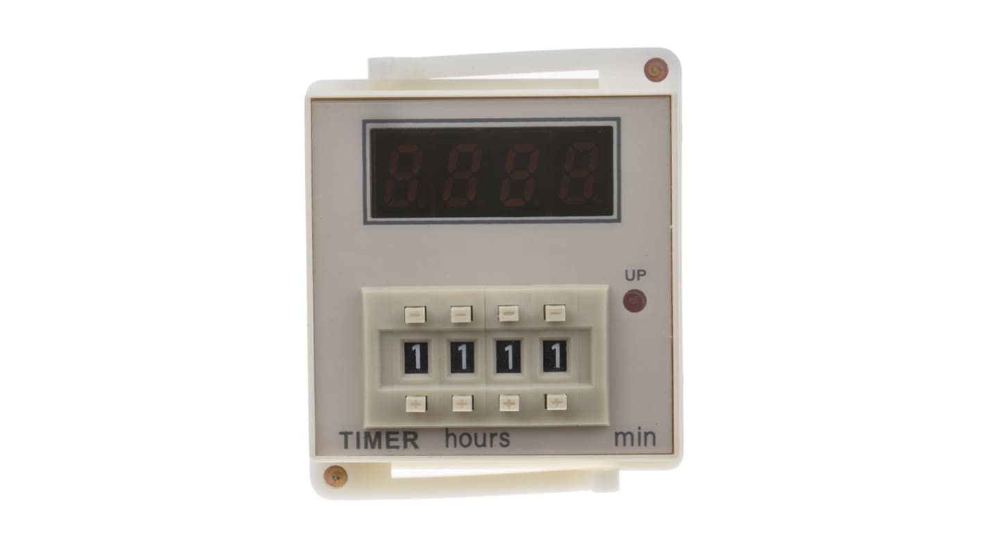 RS PRO Plug In Timer Relay, 100 → 240V ac, 1-Contact, 99 h 59min, 1-Function, SPDT