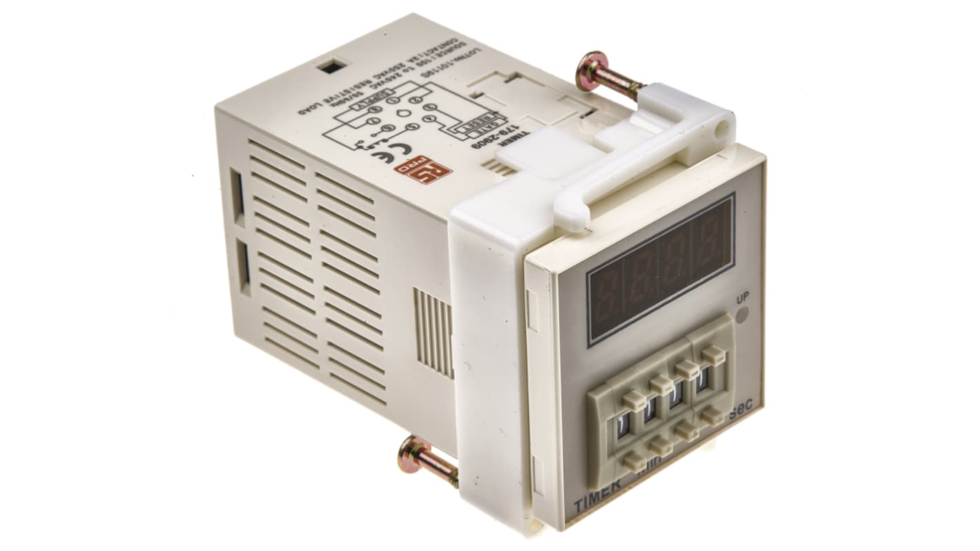 RS PRO Plug In Timer Relay, 100 → 240V ac, 8-Contact, 99m 59s, 1-Function, SPDT